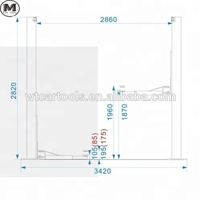 4000kg Nâng Capacity Hai bài nâng xe với 2 bước hỗ trợ cánh tay và sàn tấm