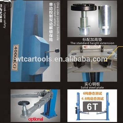 4000kg Nâng Capacity Hai bài nâng xe với 2 bước hỗ trợ cánh tay và sàn tấm