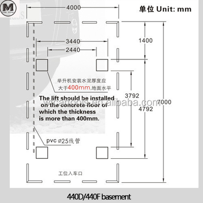 4000kgs Nâng Capacity 4 Post Xe nâng 4720mm Chiều dài 2.2KW Điện động cơ