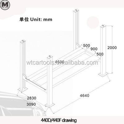 4000kgs Nâng Capacity 4 Post Xe nâng 4720mm Chiều dài 2.2KW Điện động cơ