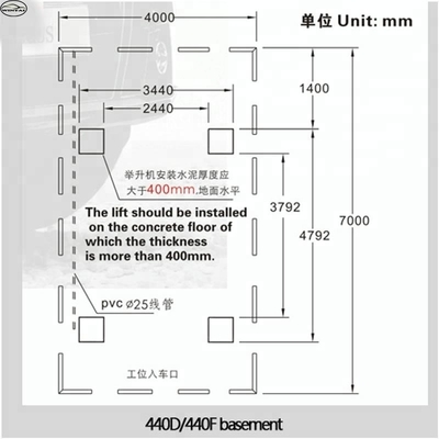 Ramp xe thủy lực với 2.2KW động cơ sức mạnh và 480mm cao nâng Jack phụ