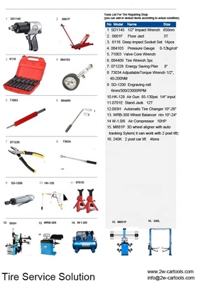 W-1.0/8 Thiết bị xưởng lốp với máy nén không khí 10HP và Jack Stand 12T
