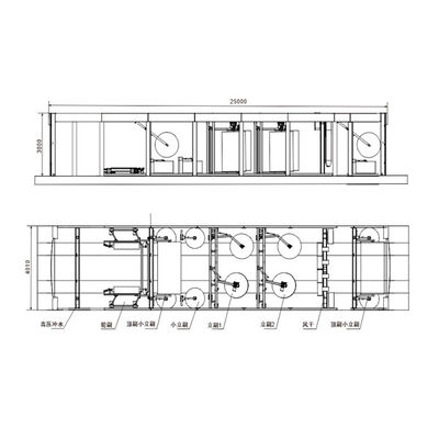 Thiết bị rửa xe tự động bằng xích phẳng với 14 chổi rửa Máy rửa xe tự động với 6 máy sấy