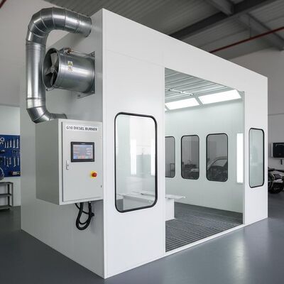 Buồng sơn xe chuyên nghiệp với đầu đốt diesel G10, bảng điều khiển kỹ thuật số và quạt hút hiệu suất cao cho việc sơn ô tô